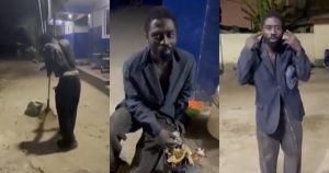 thief caught stealing from police station made to sweep sing and given kenkey